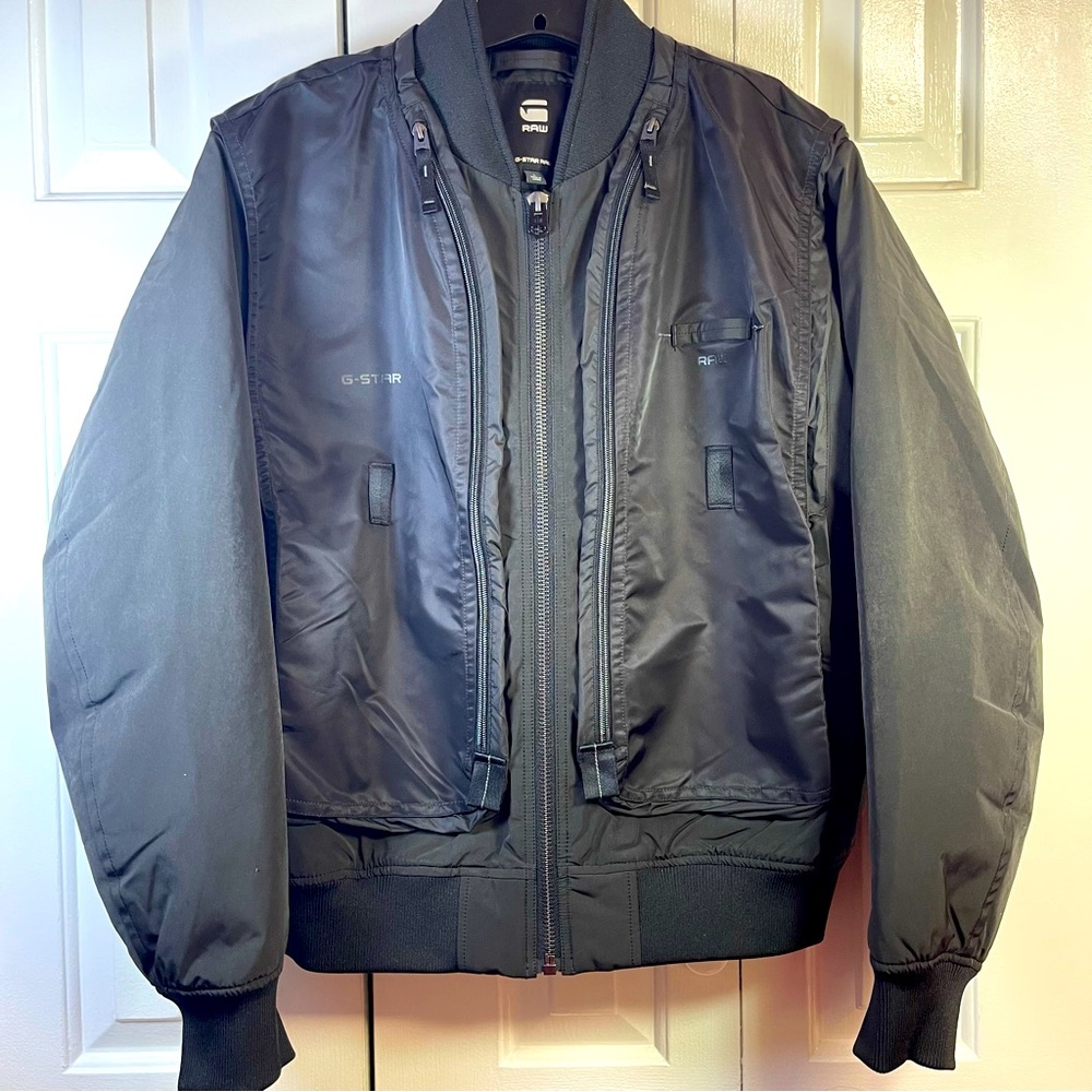 G- Star Raw‎ Bomber Jacket Biker Jacket Size Large Unisex Lifevest S16